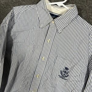 Ralph Lauren Shirt Mens Large Blue Striped Classic Fit Athletic‎ Club Crest